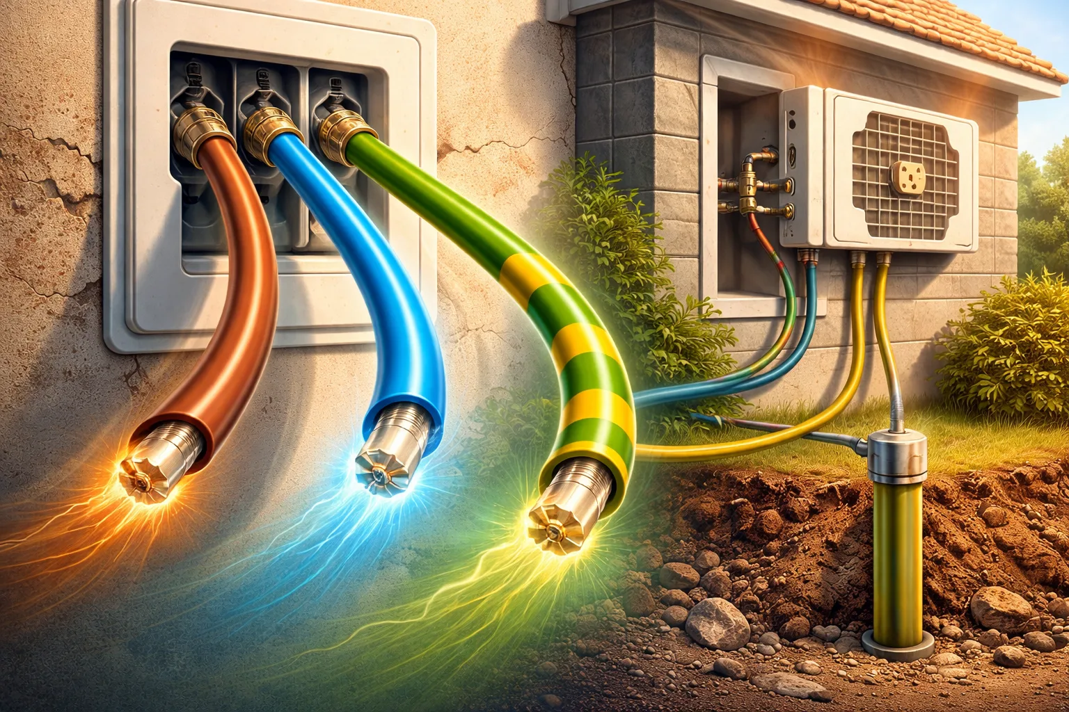 سیم فاز، نول و ارت چیست؟ تفاوت‌ها، کاربرد هرکدام، رنگ‌بندی استاندارد، خطرات نبود ارت و نکات مهم ایمنی در برق ساختمان.