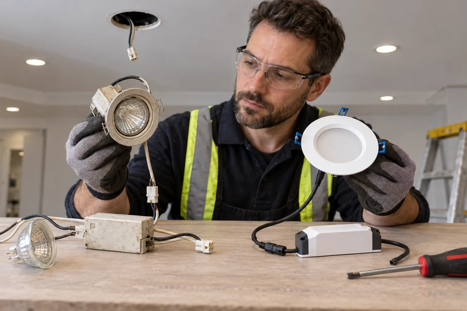 مقایسه هالوژن قدیمی و چراغ LED جایگزین توسط برقکار