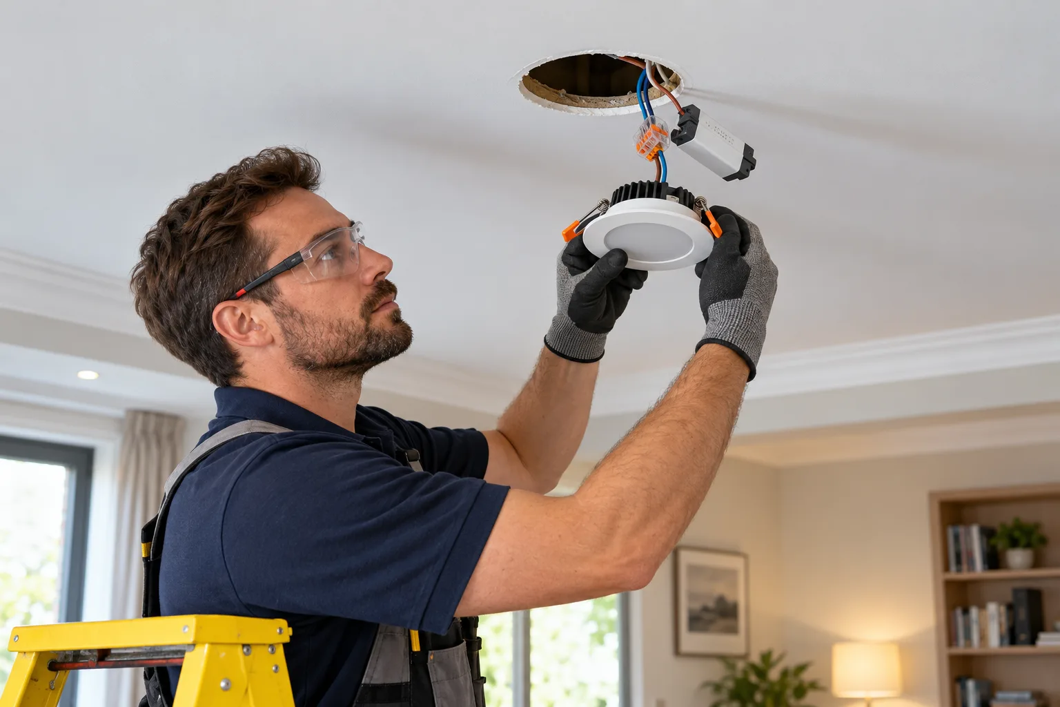 نصب ایمن چراغ LED توکار جایگزین هالوژن پس از قطع مدار