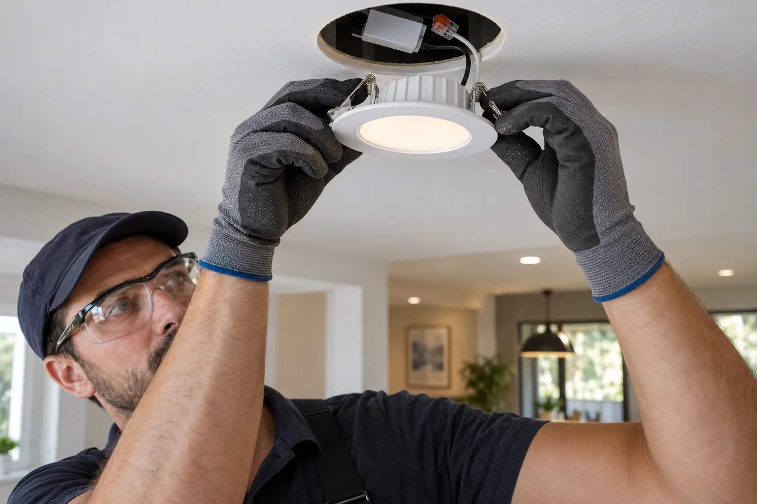 نصب ایمن چراغ توکار LED در سوراخ آماده سقف کناف