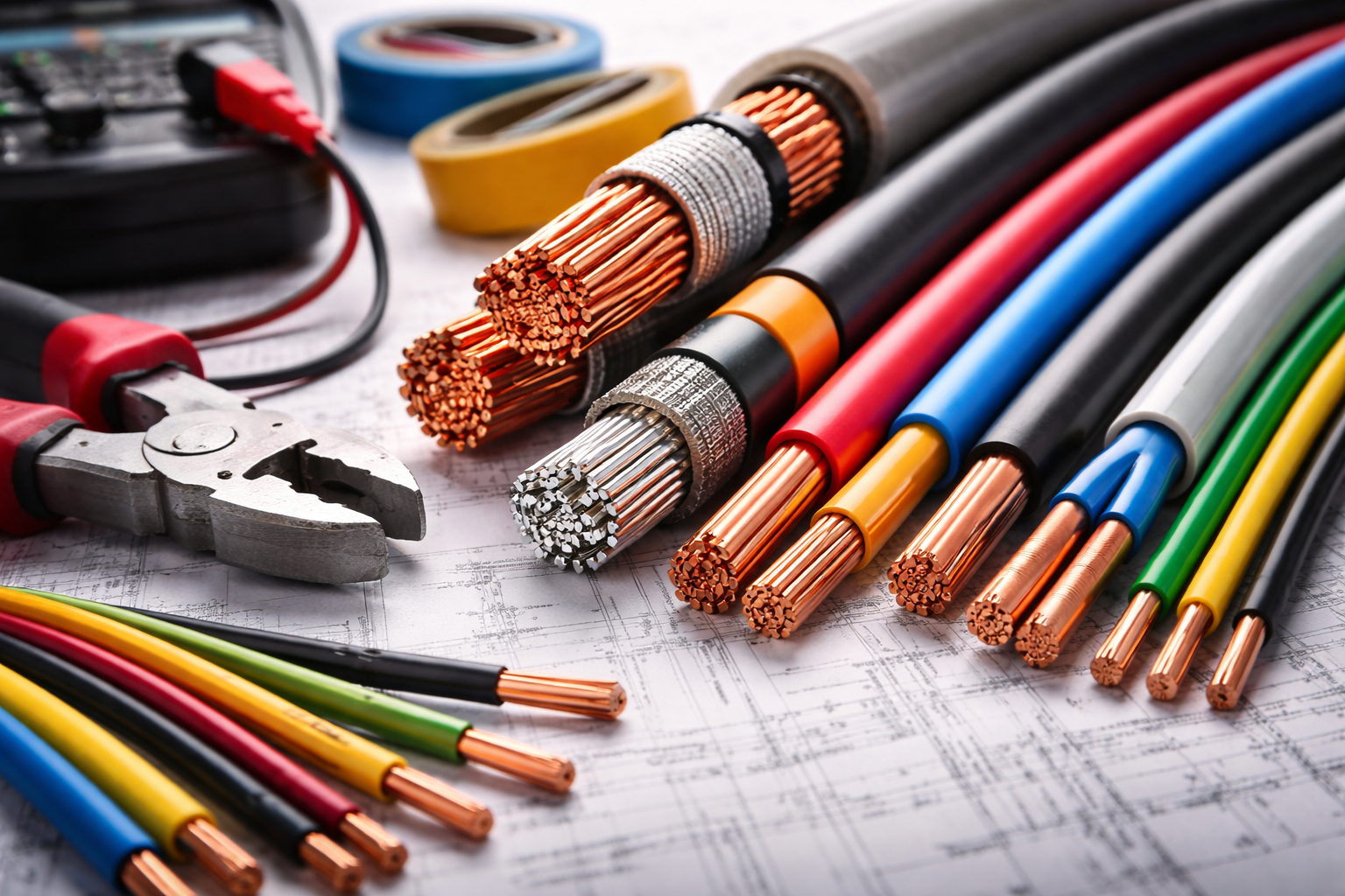 معرفی انواع کابل برق (مس، آلومینیوم، خشک، افشان) + سایزبندی و آمپراژ